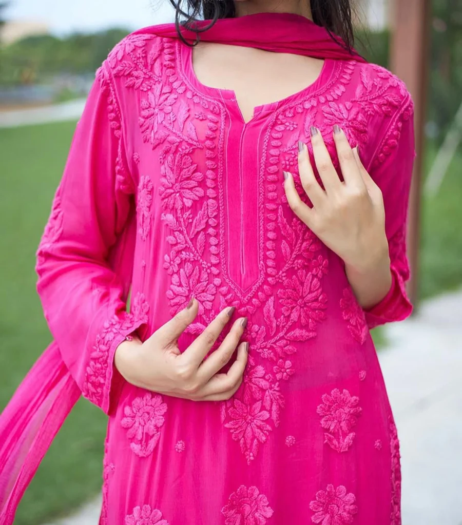 DESIGNER GEORGETTE EMBROIDERY WORK TOP PALAZZO WITH DUPATTA OFFICE WEAR WHOLESALE PRICE ETHNIC GARMENT (1)