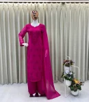 DESIGNER GEORGETTE EMBROIDERY WORK TOP PALAZZO WITH DUPATTA PINK