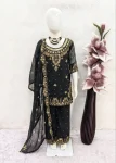 DESIGNER GEORGETTE MULTI EMBROIDERY WITH MOTI WORK KID’S TOP BOTTOM WITH DUPATTA FESTIVE WEAR WHOLESALE PRICE ETHNIC GARMENT (7)
