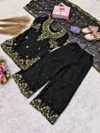 DESIGNER GEORGETTE MULTI EMBROIDERY WITH MOTI WORK KID’S TOP BOTTOM WITH DUPATTA FESTIVE WEAR WHOLESALE PRICE ETHNIC GARMENT (7)
