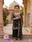 DESIGNER GEORGETTE MULTI EMBROIDERY WITH MOTI WORK KID’S TOP BOTTOM WITH DUPATTA FESTIVE WEAR WHOLESALE PRICE ETHNIC GARMENT (7)