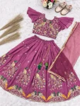 DESIGNER GEORGETTE MULTI EMBROIDERY WORK LEHENGA CHOLI WITH DUPATTA FESTIVE WEAR WHOLESALE PRICE ETHNIC GARMENT (5)