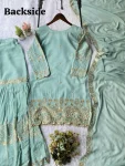 DESIGNER GEORGETTE SEQUENCE EMBROIDERY WORK TOP SHARARA WITH DUPATTA FESTIVE WEAR WHOLESALE PRICE ETHNIC GARMENT (2)