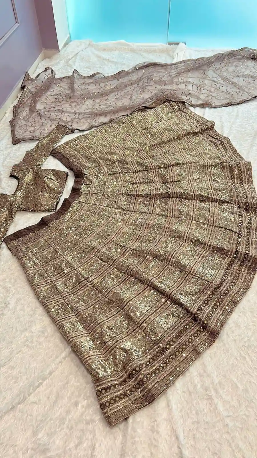 DESIGNER GEORGETTE SEQUENCE , ZARI & DORI WORK LEHENGA CHOLI WITH DUPATTA RECEPTION WEAR WHOLESALE PRICE ETHNIC GARMENT (1)
