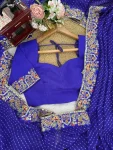 DESIGNER GEORGETTE THREAD & SEQUENCE EMBROIDERY WITH BADHANI PRINT WORK SAREE WITH UNSTITCHED BLOUSE FESTIVE WEAR WHOLESALE PRICE ETHNIC GARMENT (5)