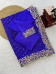DESIGNER GEORGETTE THREAD & SEQUENCE EMBROIDERY WITH BADHANI PRINT WORK SAREE WITH UNSTITCHED BLOUSE FESTIVE WEAR WHOLESALE PRICE ETHNIC GARMENT (5)