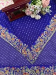 DESIGNER GEORGETTE THREAD & SEQUENCE EMBROIDERY WITH BADHANI PRINT WORK SAREE WITH UNSTITCHED BLOUSE FESTIVE WEAR WHOLESALE PRICE ETHNIC GARMENT (5)