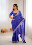 DESIGNER GEORGETTE THREAD & SEQUENCE EMBROIDERY WITH BADHANI PRINT WORK SAREE WITH UNSTITCHED BLOUSE FESTIVE WEAR WHOLESALE PRICE ETHNIC GARMENT (5)