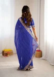 DESIGNER GEORGETTE THREAD & SEQUENCE EMBROIDERY WITH BADHANI PRINT WORK SAREE WITH UNSTITCHED BLOUSE FESTIVE WEAR WHOLESALE PRICE ETHNIC GARMENT (5)