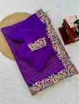 DESIGNER GEORGETTE THREAD & SEQUENCE EMBROIDERY WITH BADHANI PRINT WORK SAREE WITH UNSTITCHED BLOUSE WEDDING WEAR WHOLESALE PRICE ETHNIC GARMENT (4)