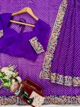 DESIGNER GEORGETTE THREAD & SEQUENCE EMBROIDERY WITH BADHANI PRINT WORK SAREE WITH UNSTITCHED BLOUSE WEDDING WEAR WHOLESALE PRICE ETHNIC GARMENT (4)