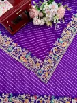 DESIGNER GEORGETTE THREAD & SEQUENCE EMBROIDERY WITH BADHANI PRINT WORK SAREE WITH UNSTITCHED BLOUSE WEDDING WEAR WHOLESALE PRICE ETHNIC GARMENT (4)