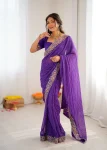 DESIGNER GEORGETTE THREAD & SEQUENCE EMBROIDERY WITH BADHANI PRINT WORK SAREE WITH UNSTITCHED BLOUSE WEDDING WEAR WHOLESALE PRICE ETHNIC GARMENT (4)