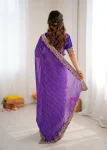 DESIGNER GEORGETTE THREAD & SEQUENCE EMBROIDERY WITH BADHANI PRINT WORK SAREE WITH UNSTITCHED BLOUSE WEDDING WEAR WHOLESALE PRICE ETHNIC GARMENT (4)