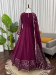 DESIGNER GEORGETTE THREAD & SEQUENCE WORK WITH FANCY LACE WORK GOWN BOTTOM WITH DUPATTA FESTIVE WEAR WHOLESALE PRICE ETHNIC GARMENT (16)