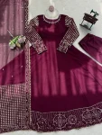 DESIGNER GEORGETTE THREAD & SEQUENCE WORK WITH FANCY LACE WORK GOWN BOTTOM WITH DUPATTA FESTIVE WEAR WHOLESALE PRICE ETHNIC GARMENT (16)