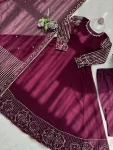 DESIGNER GEORGETTE THREAD & SEQUENCE WORK WITH FANCY LACE WORK GOWN BOTTOM WITH DUPATTA FESTIVE WEAR WHOLESALE PRICE ETHNIC GARMENT (16)