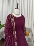 DESIGNER GEORGETTE THREAD & SEQUENCE WORK WITH FANCY LACE WORK GOWN BOTTOM WITH DUPATTA FESTIVE WEAR WHOLESALE PRICE ETHNIC GARMENT (16)