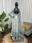 DESIGNER GEORGETTE THREAD WITH SEQUENCE WORK GOWN BOTTOM WITH DUPATTA FESTIVE WEAR WHOLESALE PRICE ETHNIC GARMENT (5)