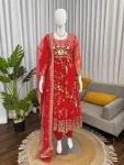 DESIGNER GEORGETTE THREAD WITH SEQUENCE WORK GOWN BOTTOM WITH DUPATTA WEDDING WEAR WHOLESALE PRICE ETHNIC GARMENT (1)