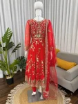 DESIGNER GEORGETTE THREAD WITH SEQUENCE WORK GOWN BOTTOM WITH DUPATTA WEDDING WEAR WHOLESALE PRICE ETHNIC GARMENT (1)