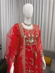 DESIGNER GEORGETTE THREAD WITH SEQUENCE WORK GOWN BOTTOM WITH DUPATTA WEDDING WEAR WHOLESALE PRICE ETHNIC GARMENT (1)