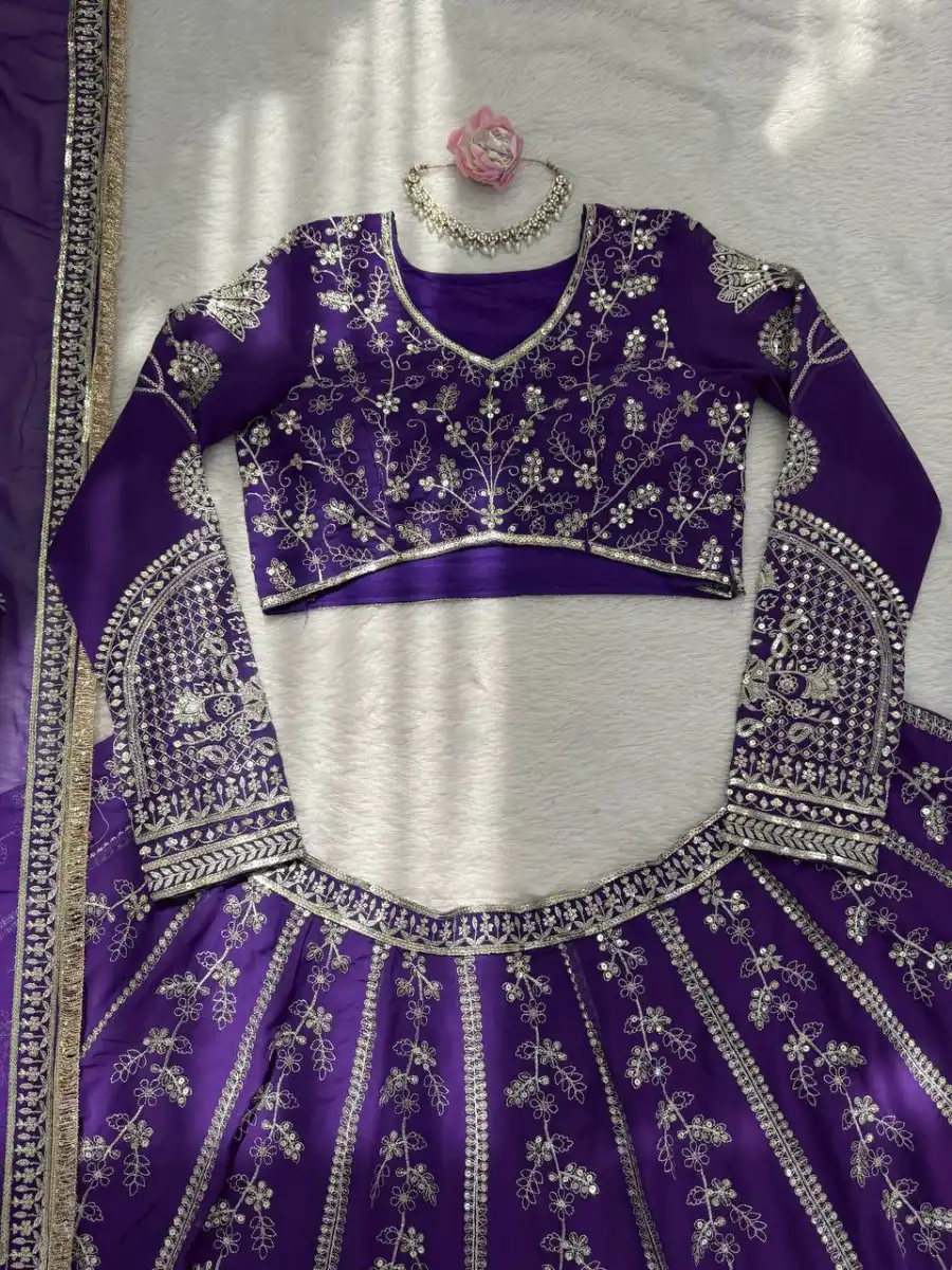 DESIGNER GEORGETTE THREAD WITH SEQUENCE WORK LEHENGA CHOLI WITH DUPATTA WEDDING WEAR WHOLESALE PRICE ETHNIC GARMENT (13)