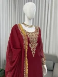 DESIGNER GEORGETTE THREAD WITH SEQUENCE WORK TOP PALAZZO WITH DUPATTA FESTIVE WEAR WHOLESALE PRICE ETHNIC GARMENT (7)