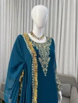DESIGNER GEORGETTE THREAD WITH SEQUENCE WORK TOP PALAZZO WITH DUPATTA FESTIVE WEAR WHOLESALE PRICE ETHNIC GARMENT (1)