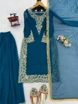 DESIGNER GEORGETTE THREAD WITH SEQUENCE WORK TOP PALAZZO WITH DUPATTA FESTIVE WEAR WHOLESALE PRICE ETHNIC GARMENT (1)