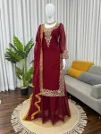 DESIGNER GEORGETTE THREAD WITH SEQUENCE WORK TOP PALAZZO WITH DUPATTA FESTIVE WEAR WHOLESALE PRICE ETHNIC GARMENT (7)