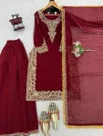 DESIGNER GEORGETTE THREAD WITH SEQUENCE WORK TOP PALAZZO WITH DUPATTA FESTIVE WEAR WHOLESALE PRICE ETHNIC GARMENT (7)
