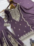 DESIGNER GERMAN CHINON EMBROIDERY CODING WITH SEQUENCE AND RADY MADE LACE BORDER WORK TOP SHARARA WITH DUPATTA WEDDING WEAR WHOLESALE PRICE ETHNIC GARMENT (11)