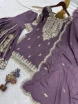 DESIGNER GERMAN CHINON EMBROIDERY CODING WITH SEQUENCE AND RADY MADE LACE BORDER WORK TOP SHARARA WITH DUPATTA WEDDING WEAR WHOLESALE PRICE ETHNIC GARMENT (11)