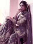 DESIGNER GERMAN CHINON EMBROIDERY CODING WITH SEQUENCE AND RADY MADE LACE BORDER WORK TOP SHARARA WITH DUPATTA WEDDING WEAR WHOLESALE PRICE ETHNIC GARMENT (11)