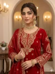 DESIGNER GLASS ROMAN CODING WITH SEQUENCE EMBROIDERY WORK TOP BOTTOM WITH DUPATTA FESTIVE WEAR WHOLESALE PRICE ETHNIC GARMENT (1)