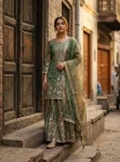 DESIGNER GMY SILK EMBROIDERY 5 MM SEQUENCE WORK TOP PALAZZO WITH DUPATTA GREEN