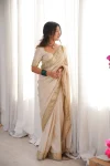 DESIGNER HO SILK HAND WORK WITH EMBROIDERY DUAL SEQUENCE & CODING LACE WORK SAREE WITH UNSTITCHED BLOUSE WEDDING WEAR WHOLESALE PRICE ETHNIC GARMENT (4)