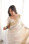 DESIGNER HO SILK HAND WORK WITH EMBROIDERY DUAL SEQUENCE & CODING LACE WORK SAREE WITH UNSTITCHED BLOUSE WEDDING WEAR WHOLESALE PRICE ETHNIC GARMENT (4)