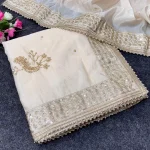DESIGNER HO SILK HAND WORK WITH EMBROIDERY DUAL SEQUENCE & CODING LACE WORK SAREE WITH UNSTITCHED BLOUSE WEDDING WEAR WHOLESALE PRICE ETHNIC GARMENT (4)