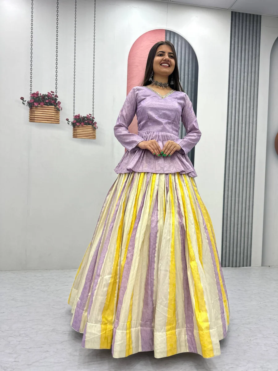DESIGNER JACQUARD FANCY LACE WORK TOP LEHENGA PARTY WEAR WHOLESALE PRICE ETHNIC GARMENT (4)