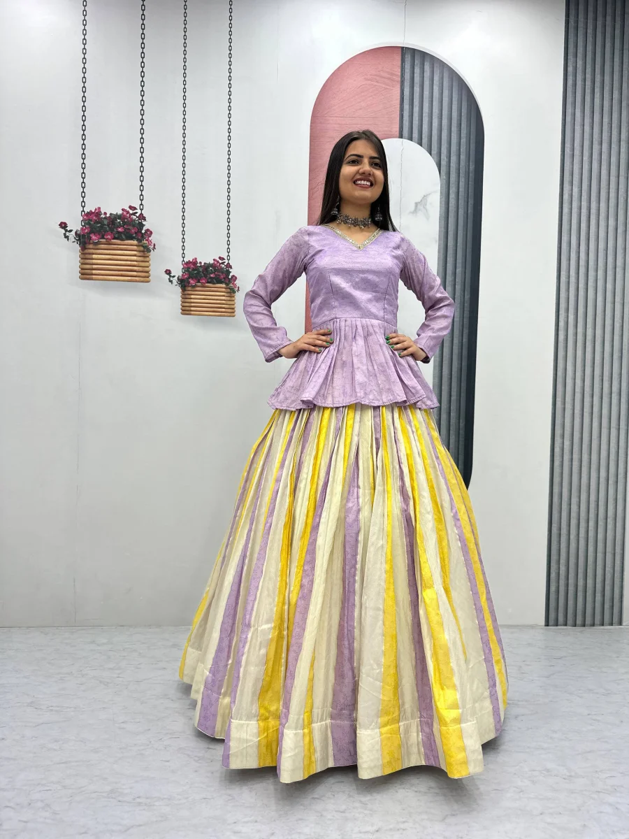 DESIGNER JACQUARD FANCY LACE WORK TOP LEHENGA PARTY WEAR WHOLESALE PRICE ETHNIC GARMENT (7)