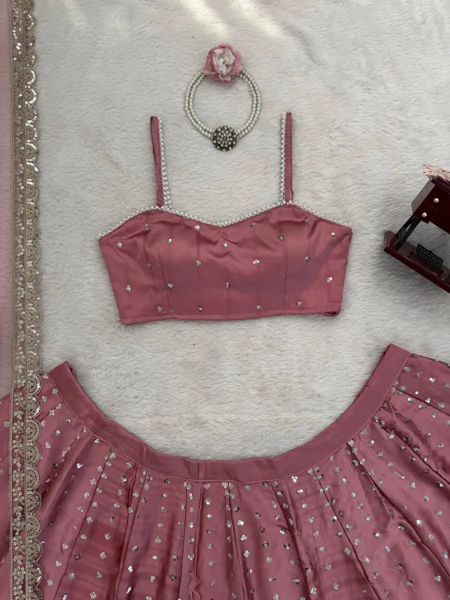 DESIGNER JAPAN SATIN CODING DORI WITH SEQUENCE WORK LEHENGA CHOLI WITH DUPATTA PARTY WEAR WHOLESALE PRICE ETHNIC GARMENT (10)
