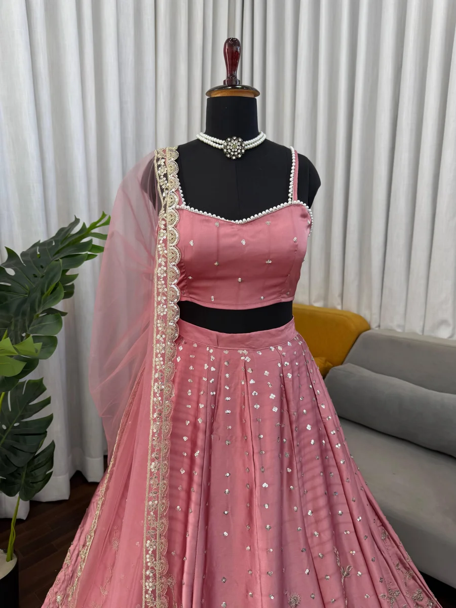 DESIGNER JAPAN SATIN CODING DORI WITH SEQUENCE WORK LEHENGA CHOLI WITH DUPATTA PARTY WEAR WHOLESALE PRICE ETHNIC GARMENT (4)