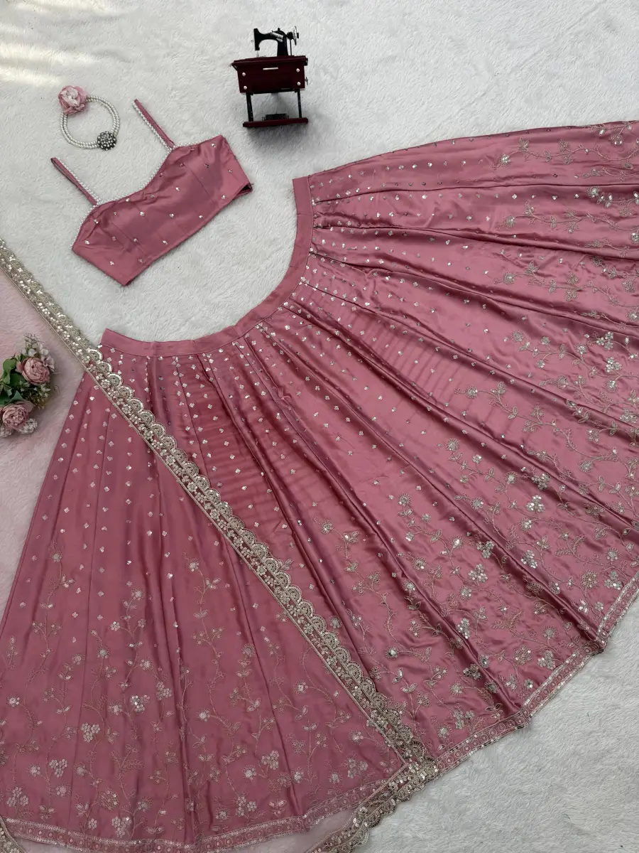 DESIGNER JAPAN SATIN CODING DORI WITH SEQUENCE WORK LEHENGA CHOLI WITH DUPATTA PARTY WEAR WHOLESALE PRICE ETHNIC GARMENT (6)