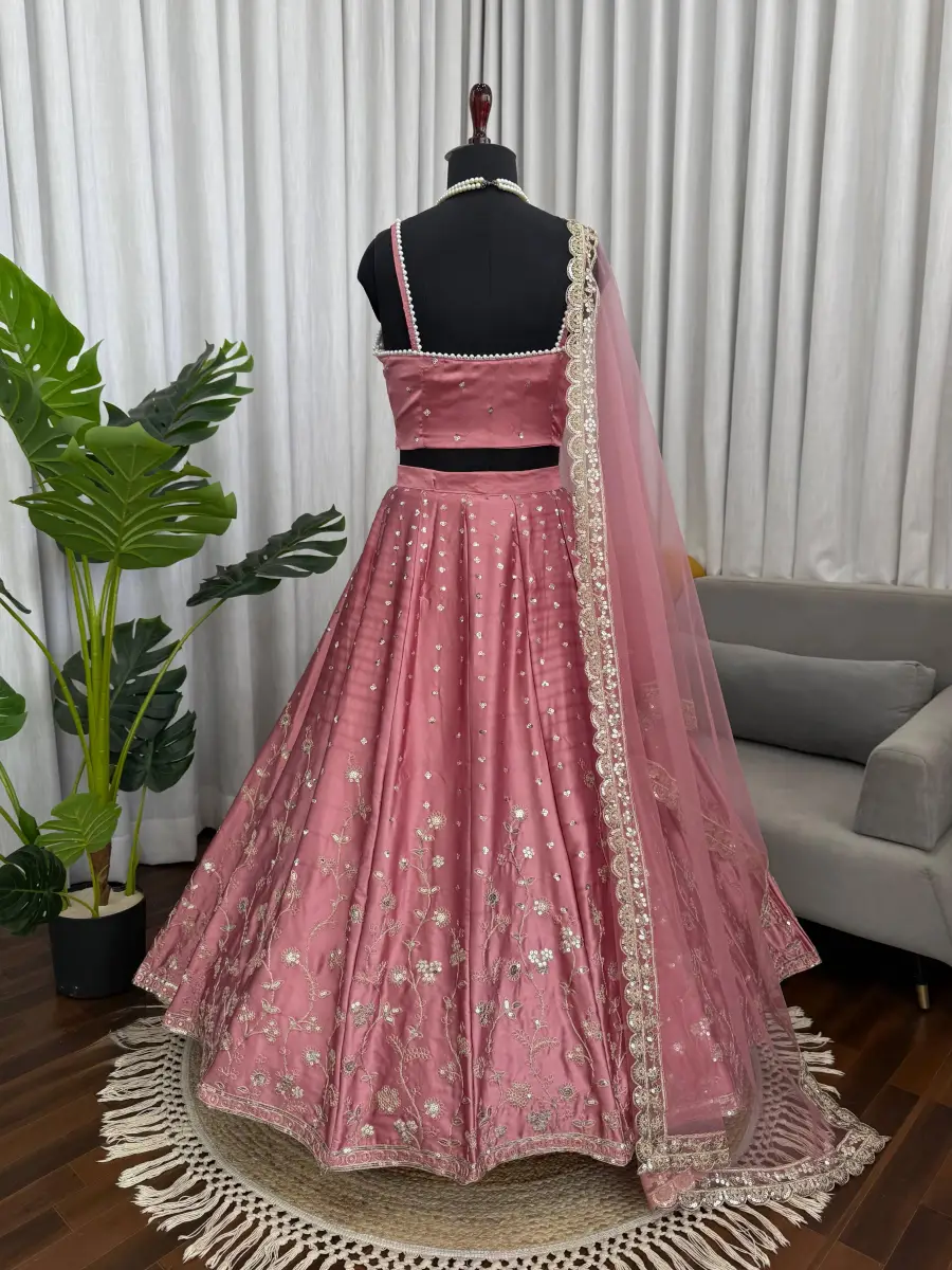 DESIGNER JAPAN SATIN CODING DORI WITH SEQUENCE WORK LEHENGA CHOLI WITH DUPATTA PARTY WEAR WHOLESALE PRICE ETHNIC GARMENT (7)