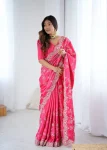 DESIGNER JAPAN SATIN CODING WITH SEQUENCE EMBROIDERY WORK SAREE WITH UNSTITCHED BLOUSE WEDDING WEAR WHOLESALE PRICE ETHNIC GARMENT (7)