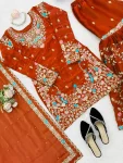 DESIGNER JMC SILK THREAD WITH SEQUENCE WITH RIVET MOTI WORK TOP SHARARA WITH DUPATTA WEDDING WEAR WHOLESALE PRICE ETHNIC GARMENT (12)