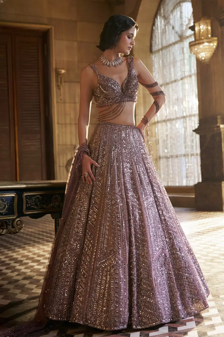 DESIGNER KASTURI SILK DORI , SEQUENCE & THREAD WORK LEHENGA CHOLI WITH DUPATTA RECEPTION WEAR WHOLESALE PRICE ETHNIC GARMENT (2)