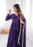 DESIGNER MAL CHANDERI REAL MIRROR WITH HANDWORK GOWN BOTTOM WITH DUPATTA FESTIVE WEAR WHOLESALE PRICE ETHNIC GARMENT (11)